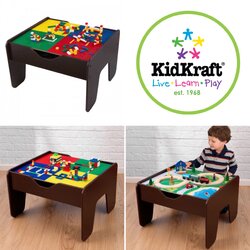 โต๊ะกิจกรรมสำหรับเลโก้พร้อมชุดรถไฟ Kidkraft 2-in-1 Activity Table with LEGO-Compatible Board and Train Set (Espresso)