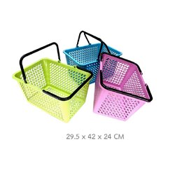 P07451 ตะกร้าเหลี่ยม ช๊อปปิ้ง หูหิ้ว (29.5 x 42 x 24 cm) (ราคาส่งต่อ 1 โหล : 12 ใบ)