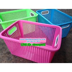 P10005 ตะกร้าเหลี่ยม เอนกประสงค์ สีหวาน ดีไซน์ใหม่ (26.75 x18.75 x14.5 ซม.) 9844BM3 (ราคาส่งต่อ 1 โหล: 12 ใบ) ขายส่งทุกอย่าง 20 บาท