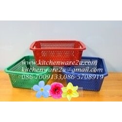 P00302 ตะแกรงเหลี่ยมตัดมุมใหญ่ ขนาด กว้าง 34.5 x ยาว 47.0 x สูง 16.5 cms. (ราคาส่งต่อ 12 ใบ)