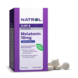วิตามินเสริมการนอนหลับสำหรับผู้ใหญ่ NATROL Melatonin Advanced Sleep Time Release 10mg Maximum Strength (100 Tablets)