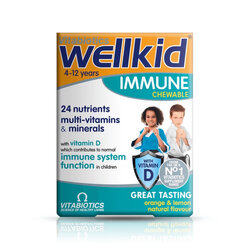 วิตามินรวมพร้อมเสริมภูมิคุ้มกันสำหรับเด็กแบบเคี้ยว Vitabiotics Wellkid Immune Chewable