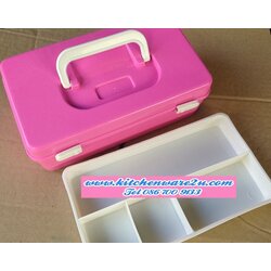 P07808 กล่องหูหิ้ว พร้อมถาดใส่ของ สีหวาน ล๊อคได้ (11 x 20.5 x 7 cm) No.9010-2 ราคาส่งต่อ 1 โหล: 12 ใบ