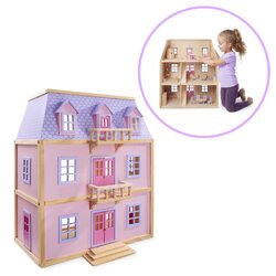 บ้านตุ๊กตาไม้เนื้อแข็งปลอดสารพิษ Melissa & Doug Multi-Level Solid Wood Dollhouse