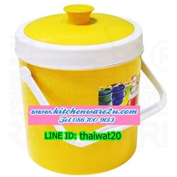 P09288 กระติก 4 ลิตร สีเหลือง (กว้าง 23 x ยาว 23 x สูง 28 ซม.) เกรดเอ No.154 (ราคาส่งต่อ 1 โหล: 12 ใบ:เฉลี่ย 80 บต่อใบ)