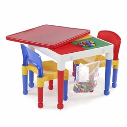 โต๊ะเลโก้เอนกประสงค์ทรงเหลี่ยม Tot Tutors 2-in-1 Plastic LEGO Compartible Activity Table & 2 Chairs Set