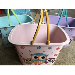 P10539 ถังเหลี่ยมหูหิ้ว นกฮูก (25*18*17 cm) น่ารักมาก ราคาส่งต่อ 1 โหล: 12 ใบ