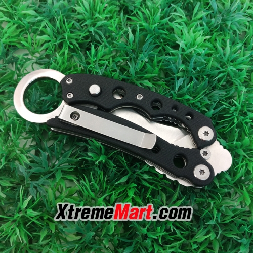 มีดพับคารัมบิท NAVY รุ่น SR199A Tactical Pocket Folding Knife มีปุ่มเปิด-ปิดอัตโนมัติ พร้อมซองผ้า(ด้ามดำ)