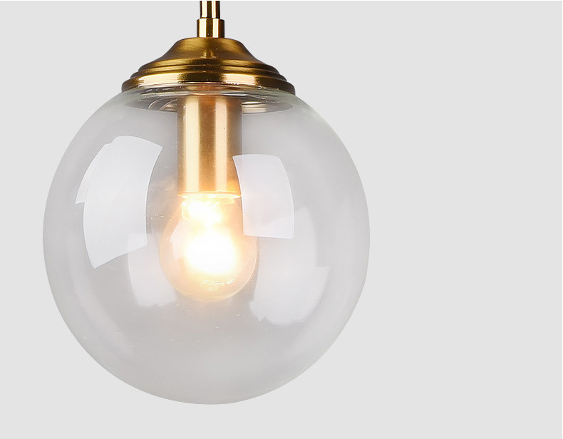 โคมไฟแขวนเพดานแก้วทรงกลม 15cm ก้านสีบรอนซ์ทอง [NE-4502]