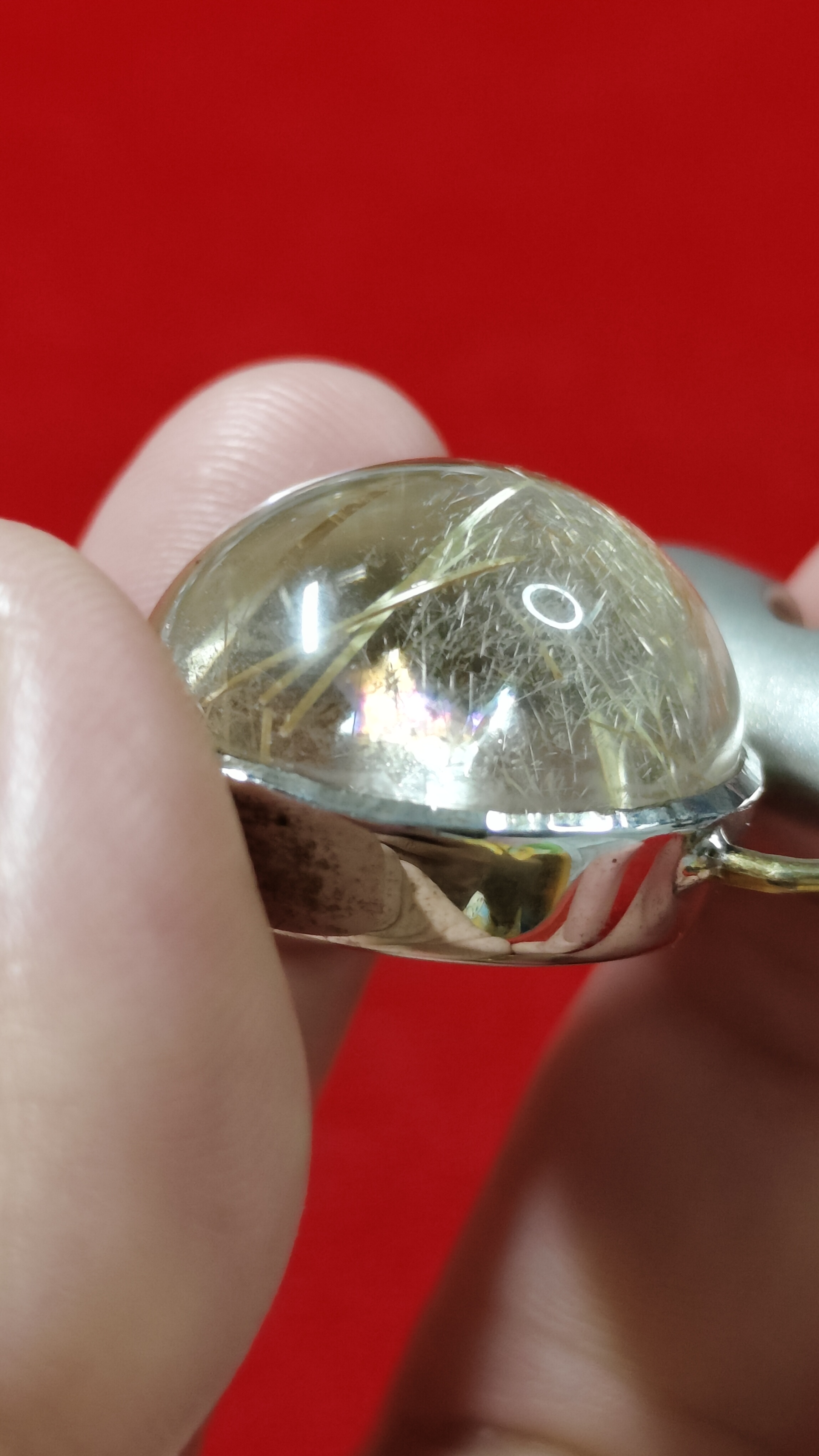 #จี้หินไหมทองมีประกายรุ้ง รหัสC-036