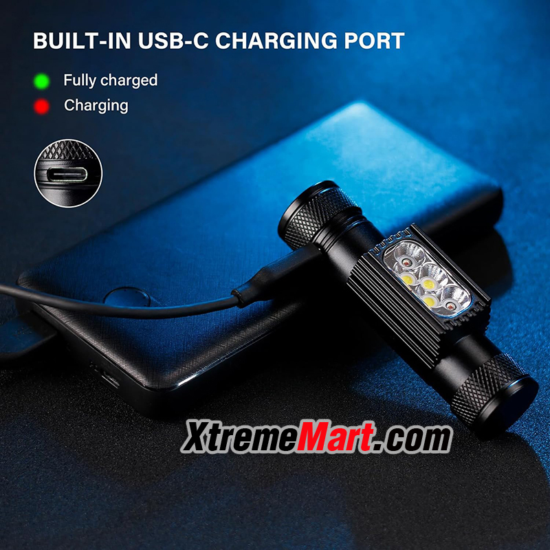 ชุดไฟฉายคาดหัว H05B (H35B) แสงขาว3หลอด + แสงแดง2หลอด สว่าง 1200 - 2000 lumens