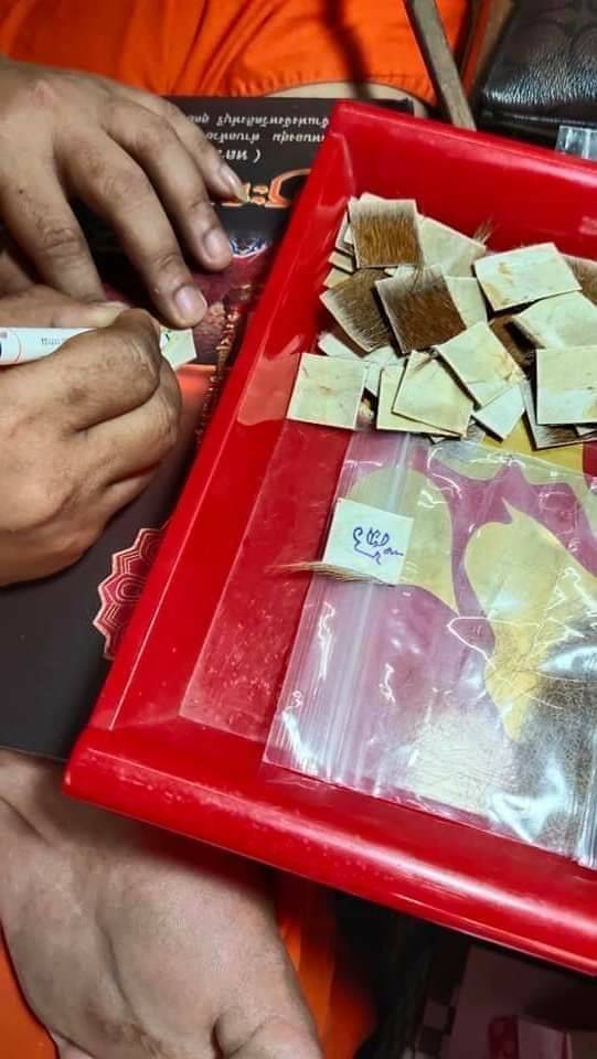 หนังเสือ (เสือไฟแท้) ด้านหลังจารย์ยันต์ (จัดสร้างใน ปี2564 แค่เพียง42แผ่น เท่านั้น) #รับประกันแท้