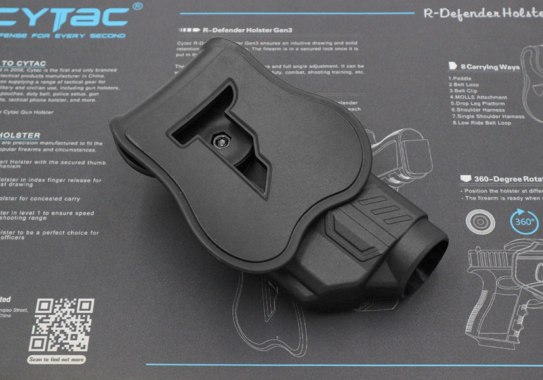 CYTAC thailand ซองพกนอก GLOCK 19 ติดไฟฉาย สามารถใช้กับไฟฉายหลายชนิด (ปลดล็อคนิ้วชี้)