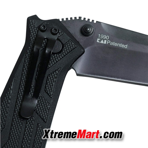 มีดพับ Kershaw 1990 Stainless Steel Survival Folding Knife (ใบดำ ด้ามดำ)