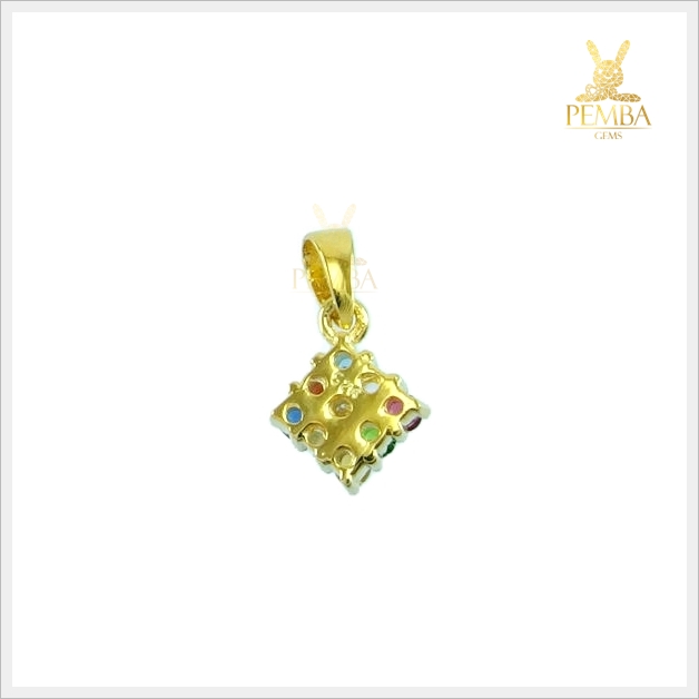 จี้นพเก้า จี้พลอยนพเก้า เงินแท้ ชุบทองคำขาว