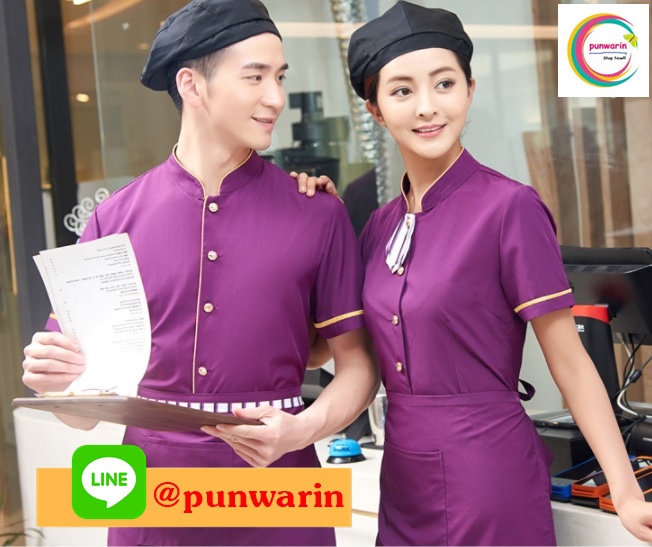 เครื่องแบบชุดฟอร์มพนักงานร้านอาหารกาแฟโรงแรม ชุดพนักงานต้อนรับ แขนสั้นกระดุมหน้า F6503005