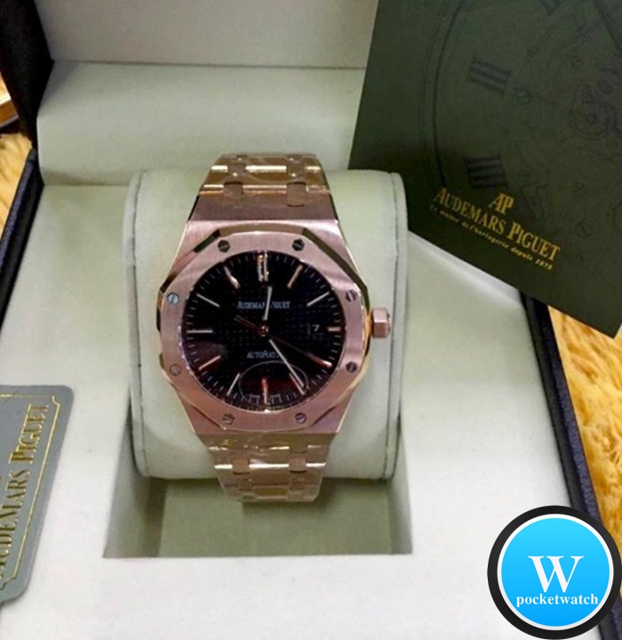 นาฬิกา Audemars Piguet Royal Oak 15400 แสตนเลสแท้ สี Gold หน้าดำ