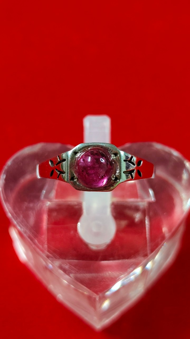 #แหวนทับทิมเนื้อแก้วตัวเรือนเงินแท้ รหัสR-0046