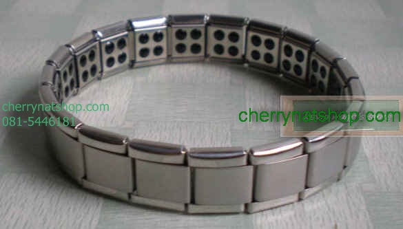 พร้อมส่งสร้อยข้อมือไทเทียม แร่Germaniumรุ่น A ขอบเงิน