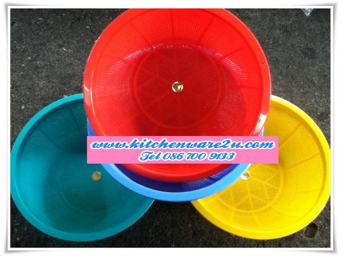 P04188 ตะแกรงกลม ตาถี่ (34.5*34.5 cm. สูง 15 cm) เกรดเอ หนา No.344-t ราคาส่งต่อโหล : 12 ใบ (เฉลี่ย 35 บ/ใบ)