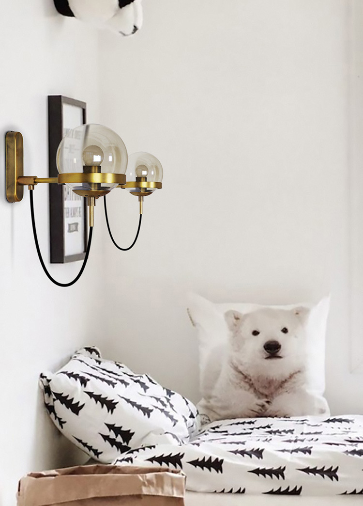 โคมไฟติดผนังแก้วทรงกลมสไตล์โมเดิร์นมีสายห้อยประดับ [W1011]