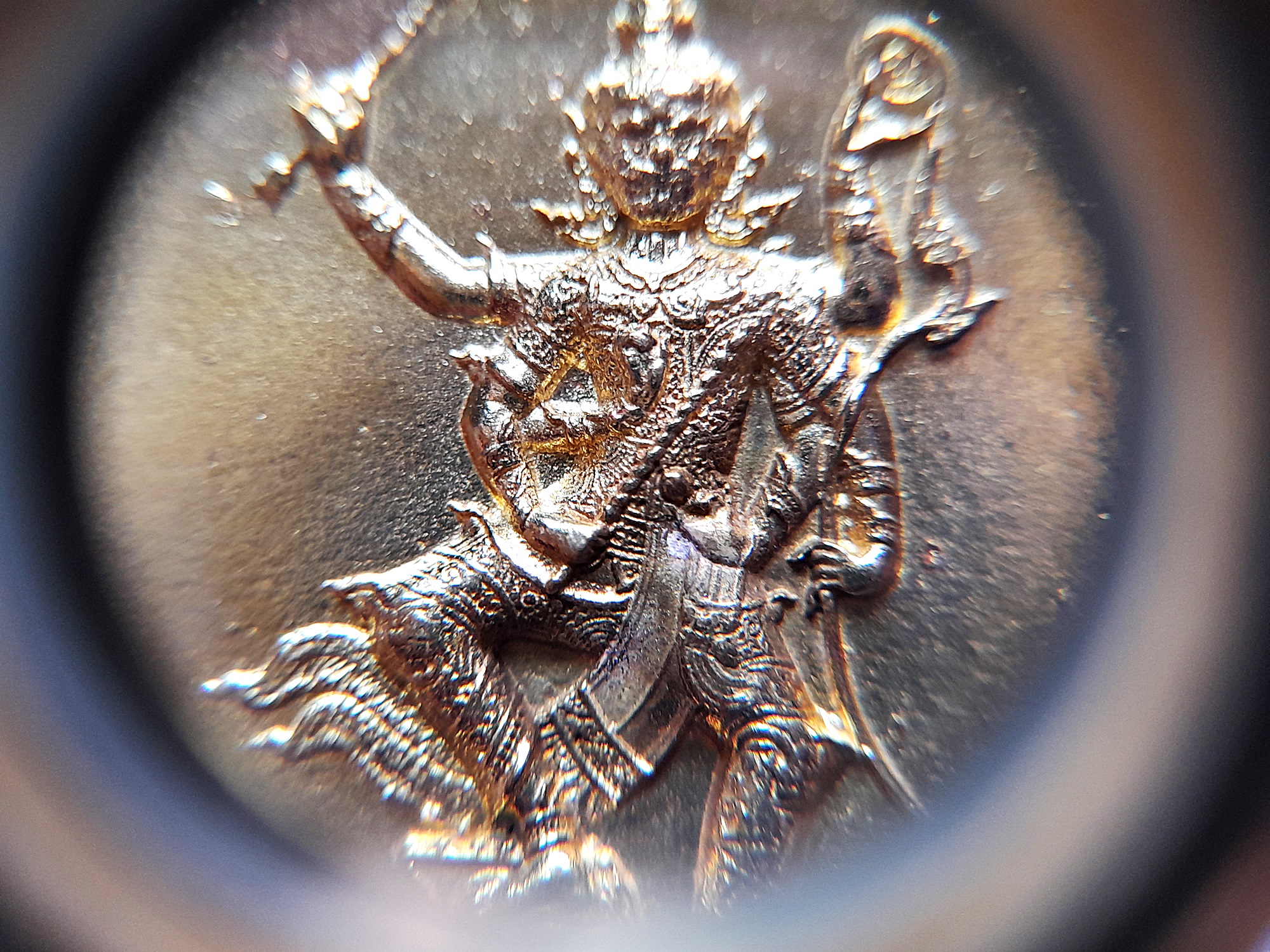 เหรียญ ท้าวเวสสุวรรณ 6กร เนื้อทองเหลือง ปี2564 (เทคนิคทำเหรียญเทหล่อแบบโบราณ) #รับประกันแท้