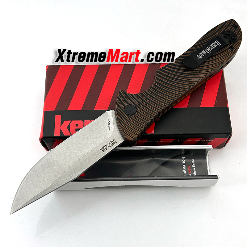 มีดพับ Kershaw7600 ด้ามสีน้ำตาล พกพาง่าย ด้ามจับถนัดมือ มีดเดินป่า มีดแคมป์ปิ้ง