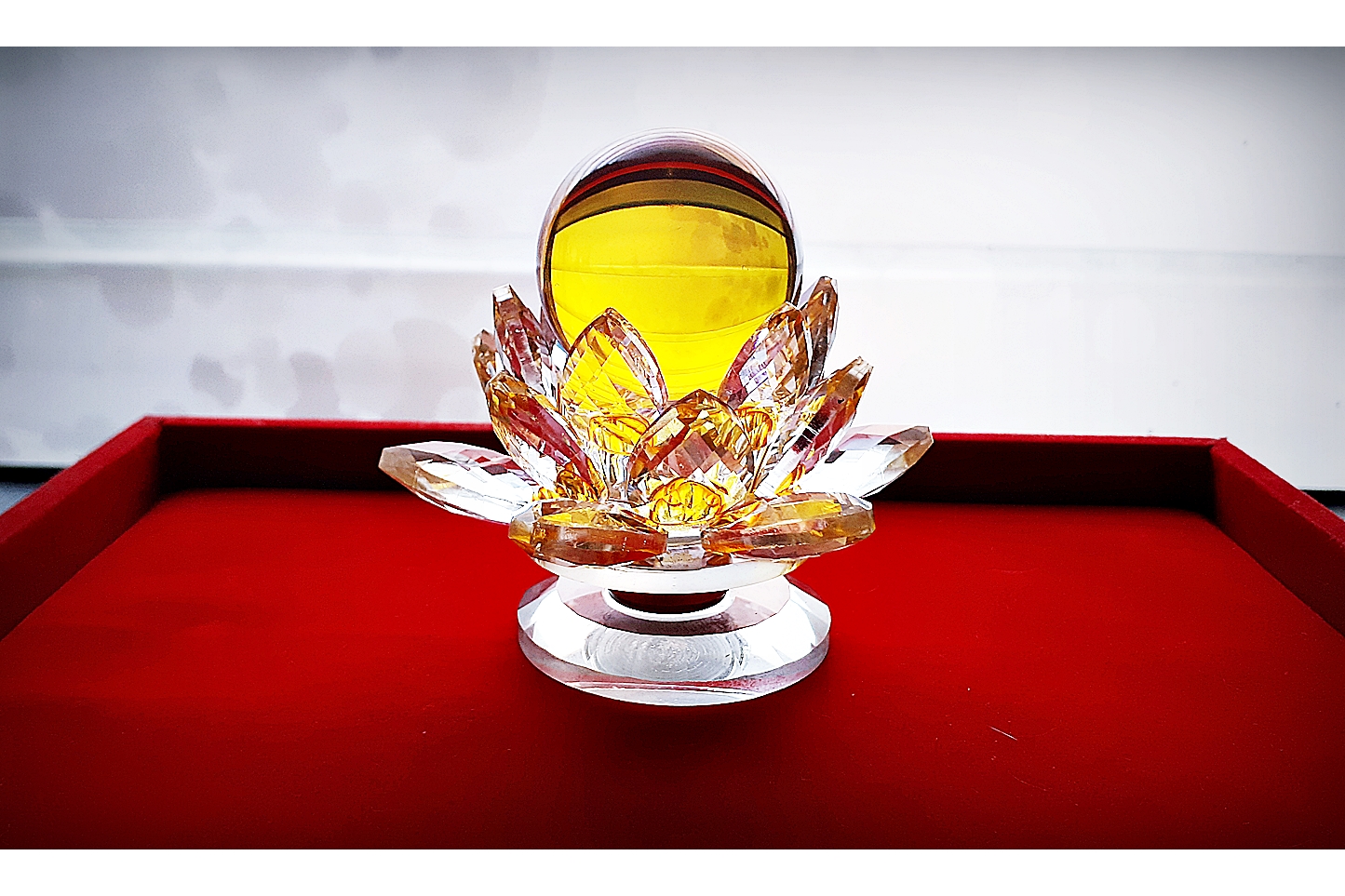 ฐานวางลูกแล้ว ขาตั้งที่วางลูกแก้ว ฐานคริสตัลกลีบดอกบัว2ชั้น คละสีต่างๆ หลากสี หลายขนาด (ขายปลีก ขายส่ง)