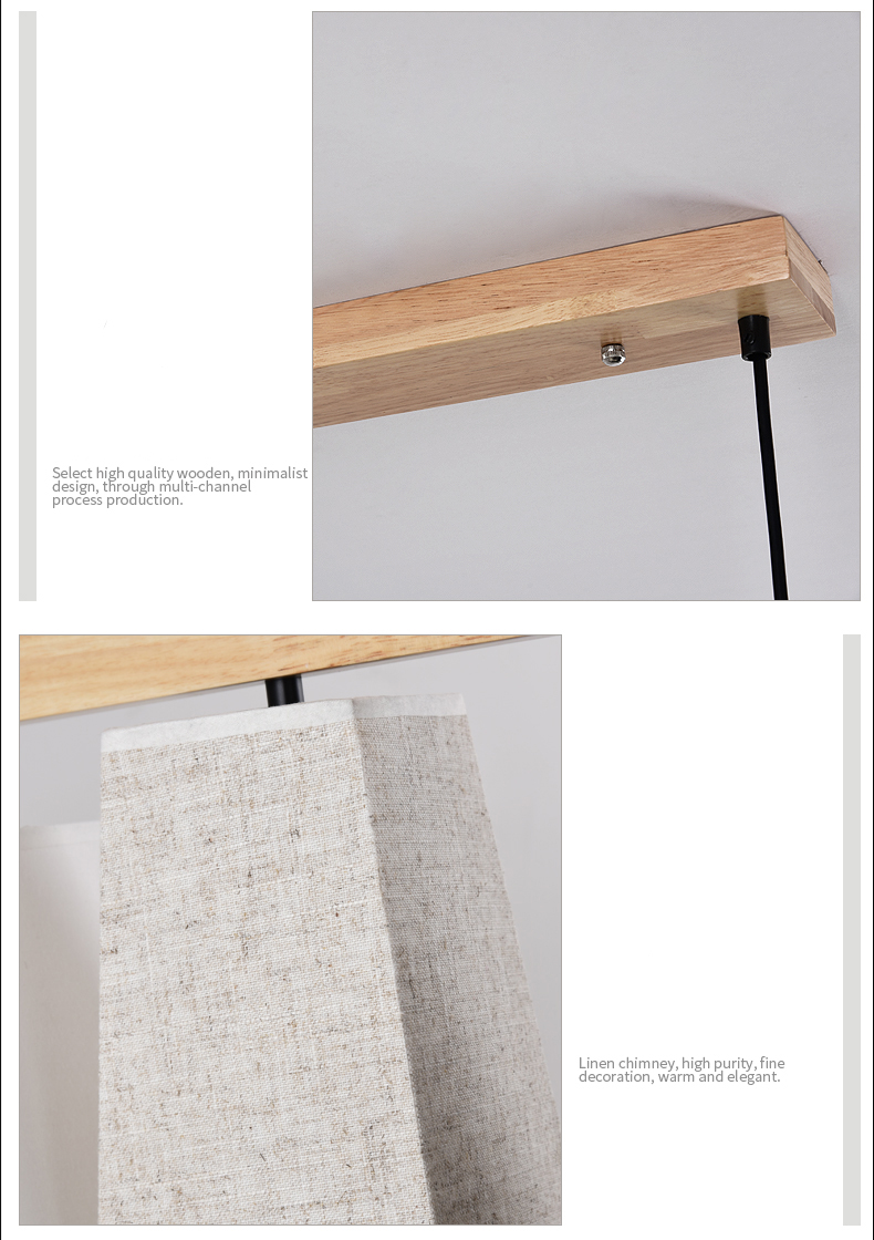 โคมไฟแขวนเพดานคานไม้โป๊ะผ้าคละแบบสไตล์โมเดิร์น [MD02361]