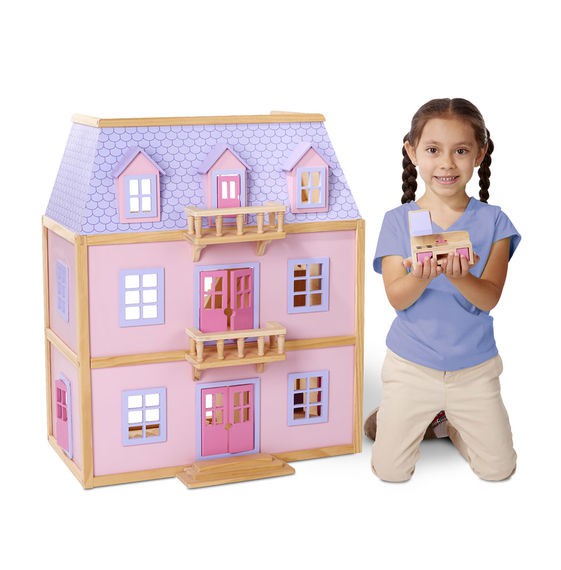 บ้านตุ๊กตาไม้เนื้อแข็งปลอดสารพิษ Melissa & Doug Multi-Level Solid Wood Dollhouse