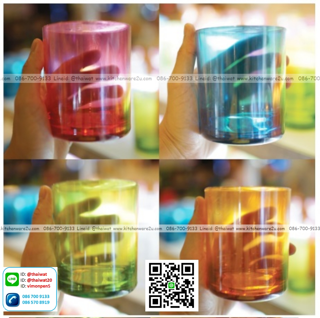 P06131 แก้วน้ำ (8.5 x 8.5 x 10.2 cm) ตกไม่แตก เกรดเอ สีสวย No.265 (ราคาส่งต่อ 3โหล:36 ใบ:เฉลี่ย 25 บ/ใบ)
