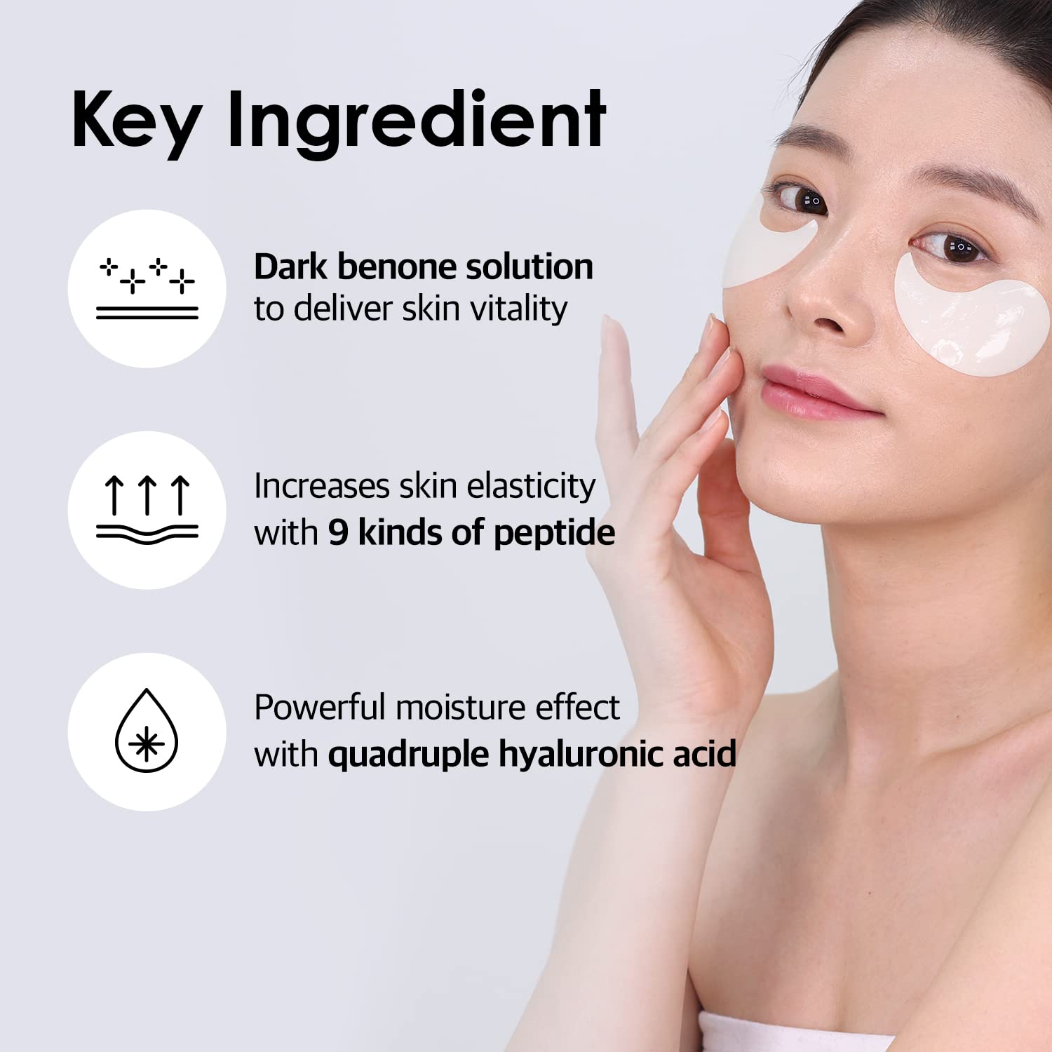 (กล่องดำ สูตร Dark Benone) Medi-Peel Hyaluron Peptide 9 Ampoule Eye Pactch 1.6g x 60ea มาส์กเจลลี่ชุ่มฉ่ำด้วยเปปไทด์ และฮยารูรอน ใช้เป็นมาส์กรอบดวงตา หรือเฉพาะจุดที่กังวลเช่น หว่างคิ้ว ร่องแก้ม ร่องน้ำหมาก และหว่างคิ้วได้เลยค่ะ