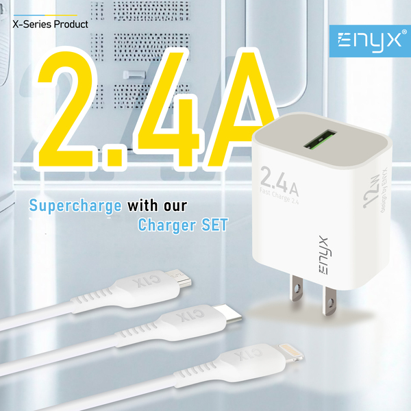 ชุดชาร์จ ENYX S-1X 2.4A รองรับการชาร์จเร็ว 12W สายชาร์จพร้อมหัวชาร์จในกล่องเดียว