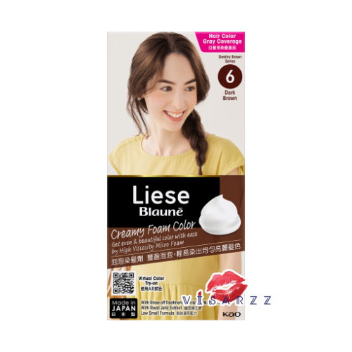 (Dark Brown) Kao Liese Blaune Foam Color ลิเซ่ โบลว์เน่ ครีมมี่ โฟมคัลเลอร์ สีน้ำตาลเข้ม โฟมปิดผมขาว ทำเองได้ง่ายๆ ที่บ้าน