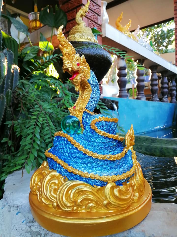 รูปหล่อ พญานาค พญามุจลินท์นาคราช พร้อมลูกแก้ว (งานหล่อเรซิ่นคุณภาพเกรดA) (สูง10.9 ฐานกว้าง7.5 นน.2.5กก) (ขายปลีก ขายส่ง)