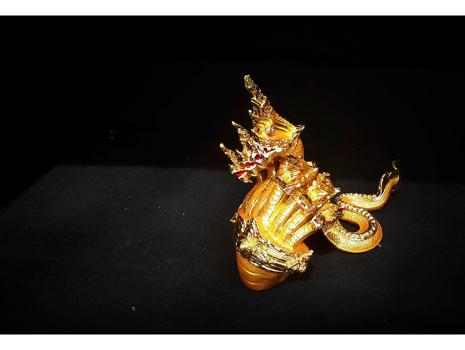 รูปหล่อ พญานาค อนันตนาคราช 7เศียร เลื่อย สีทอง เนื้อโลหะ (ปิดทอง ชุบทองด้าน ยาว14นิ้ว สูง11.5นิ้ว) (ขายปลีก ขายส่ง งานฝีมือสั่งทำหล่อ)