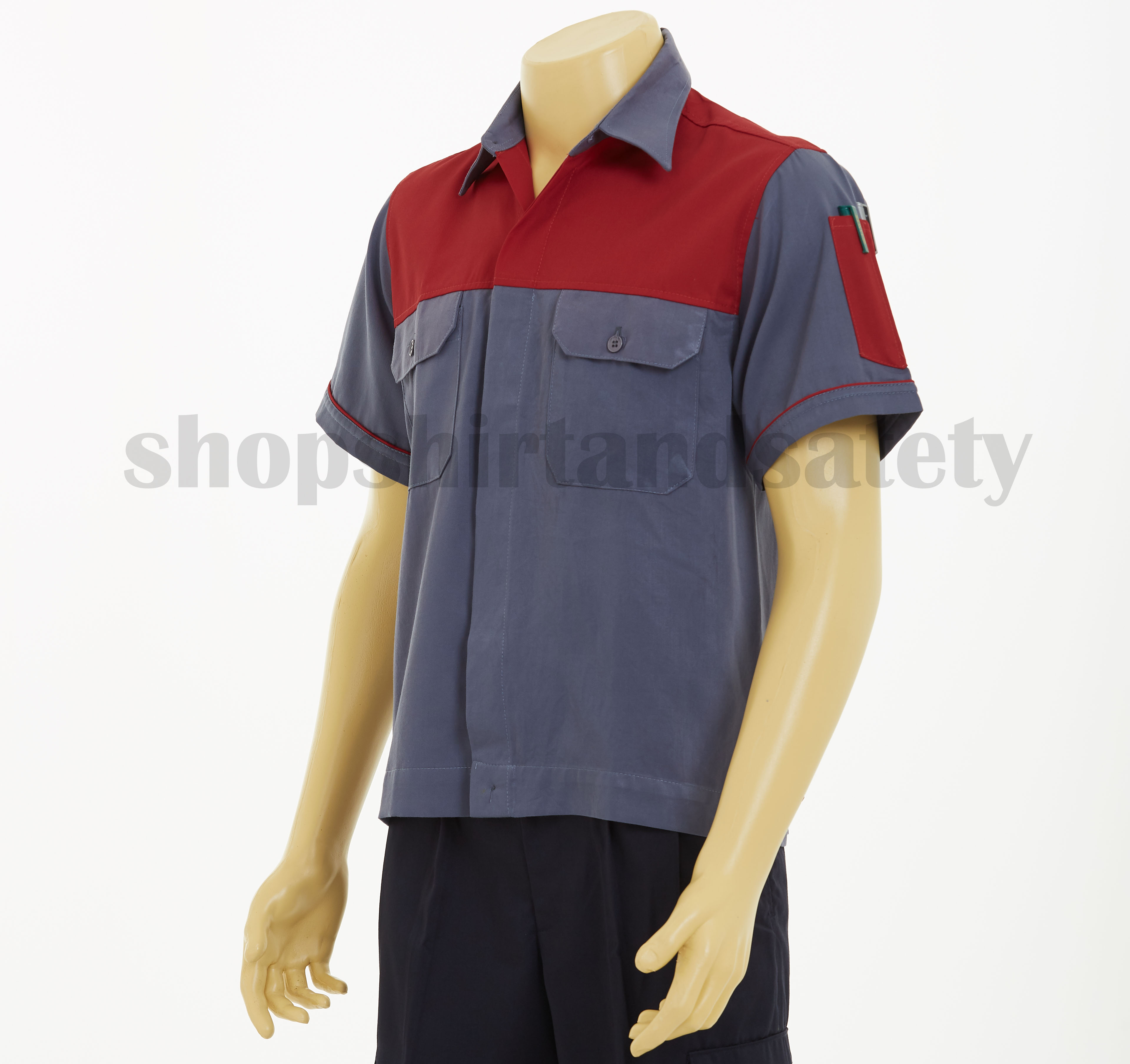 เสื้อช็อปแขนสั้นแบบดำอกฟ้า