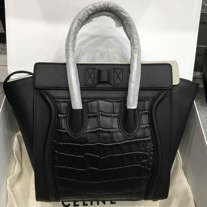 กระเป่า celi micro luggage tote bag 10 นิ้ว สีดำลายหนังจระเข้ พร้อมกล่อง