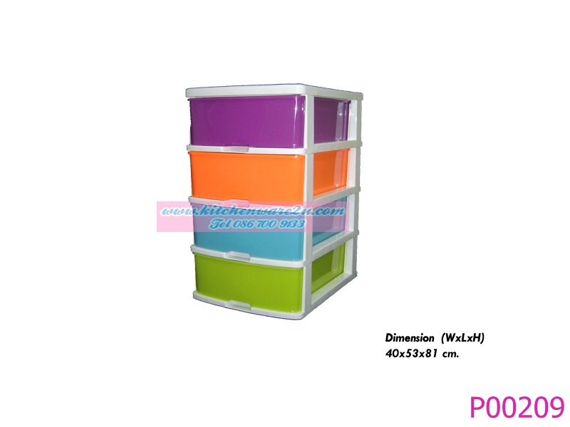 P00209 ลิ้นชัก 4 ชั้น (40*53*81 ซม) No.2734 (ราคาส่งต่อ 4 ชุด ชุดละ 650 บาท)