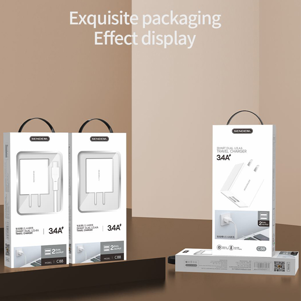 Adapter Sendem SDM-C88 ชาร์จไว 3.4A หัวชาร์จ 2 USB ของแท้ ประกันศูนย์ 1 ปี