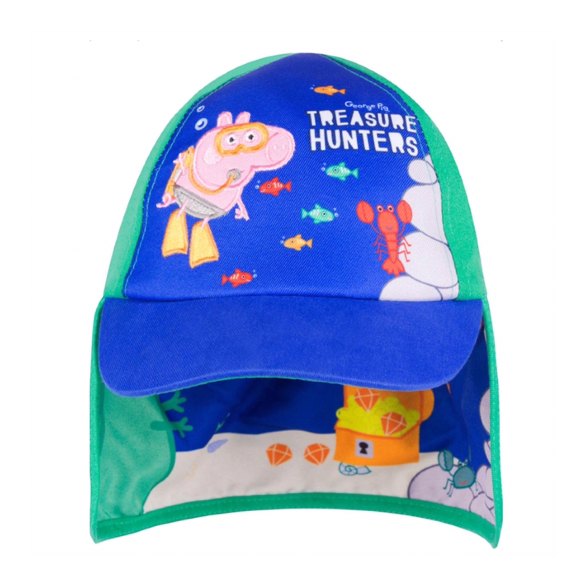 หมวกแก็ปพร้อมผ้ากันแดดสำหรับเด็ก Laylawson George Pig Summer Safari Cap