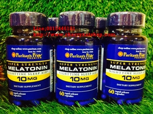 วิตามินจากอเมริกาPuritan's Pride Vitamin Melatonin10mg60เม็ดเพื่อช่วยให้นอนหลับได้ดีขึ้น คลายเครียด คลายกังวล ลดอาการไมเกรน ลดJet Lag Nighttime Sleep Aid Super Strength ฺBy Cherrynatshop