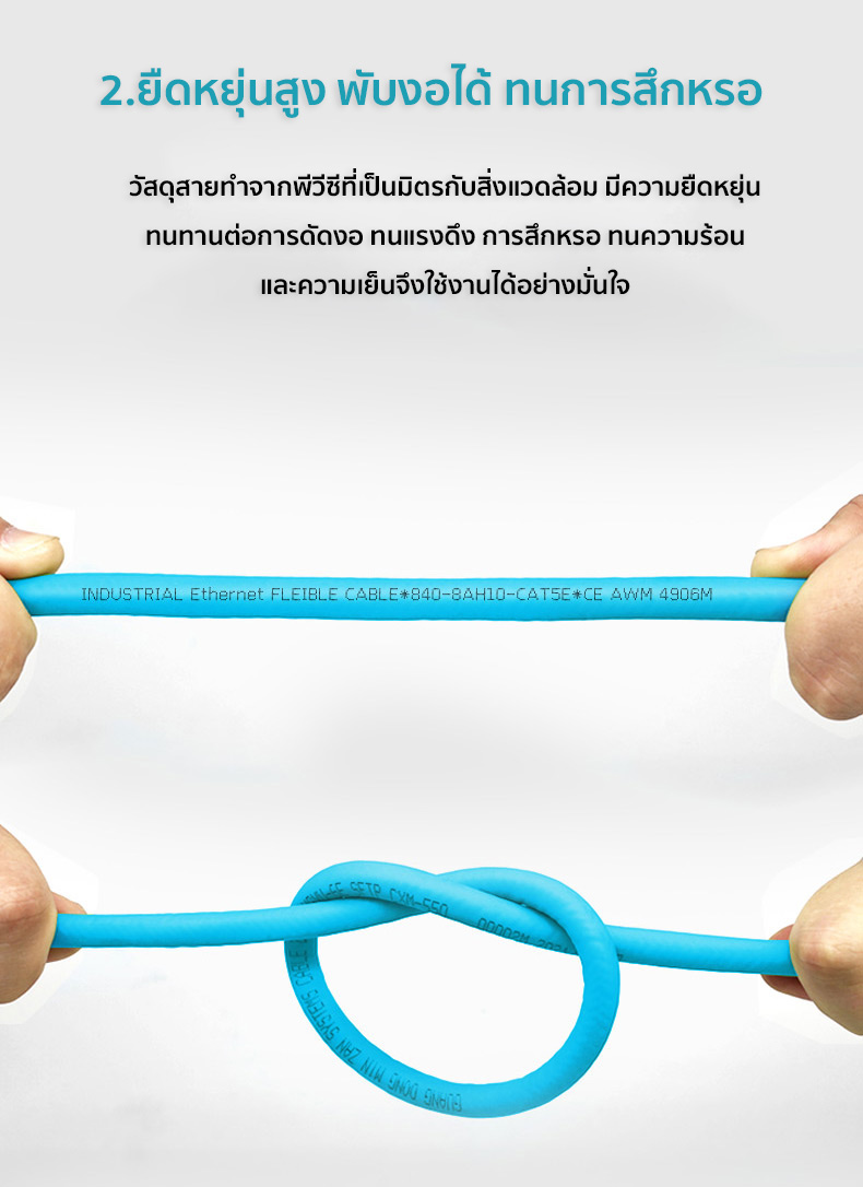 สายแลน Profinet/EtherCat/EthernetIP เข้าหัวสำเร็จรูป ป้องกันสัญญาณรบกวน สำหรับงานวิศวกรรม 8-20 m