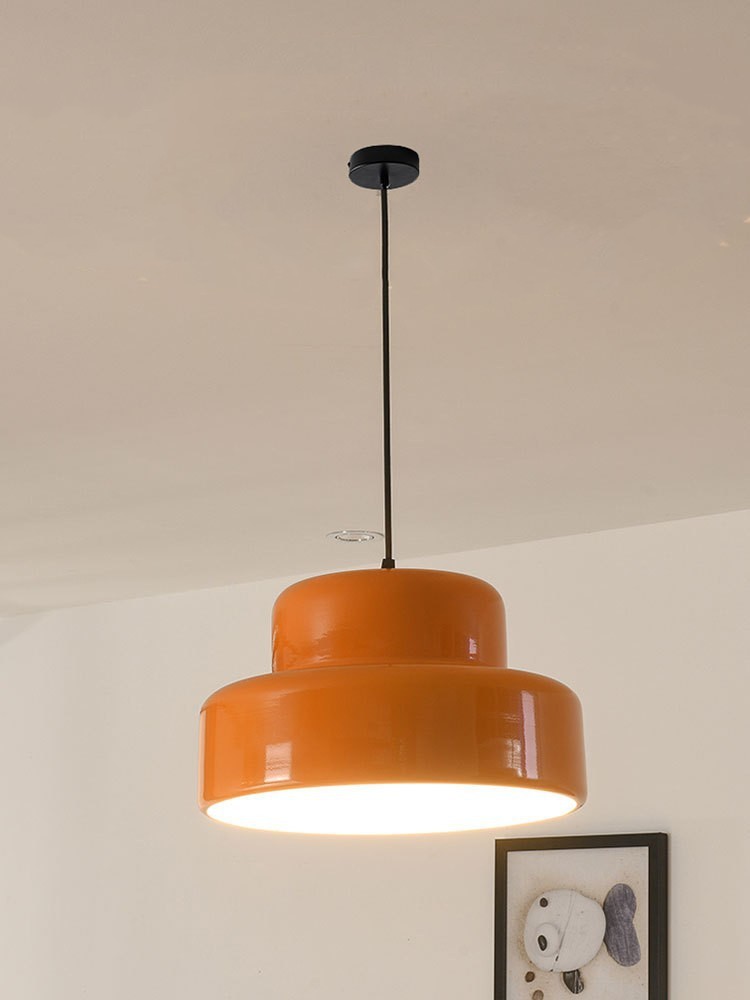 โคมไฟแขวนเพดานสีส้มสไตล์โมเดิร์นปากโคมทรงกลมกว้าง 35CM มีรูกระจายแสงด้านบน [VOG-7065]