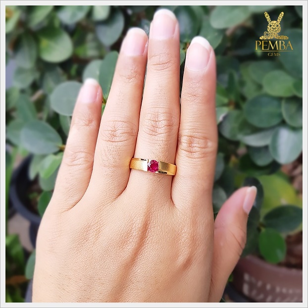 แหวนทับทิมแท้ ทองแท้ ดีไซน์เรียบหรู ดึงดูดสายตา