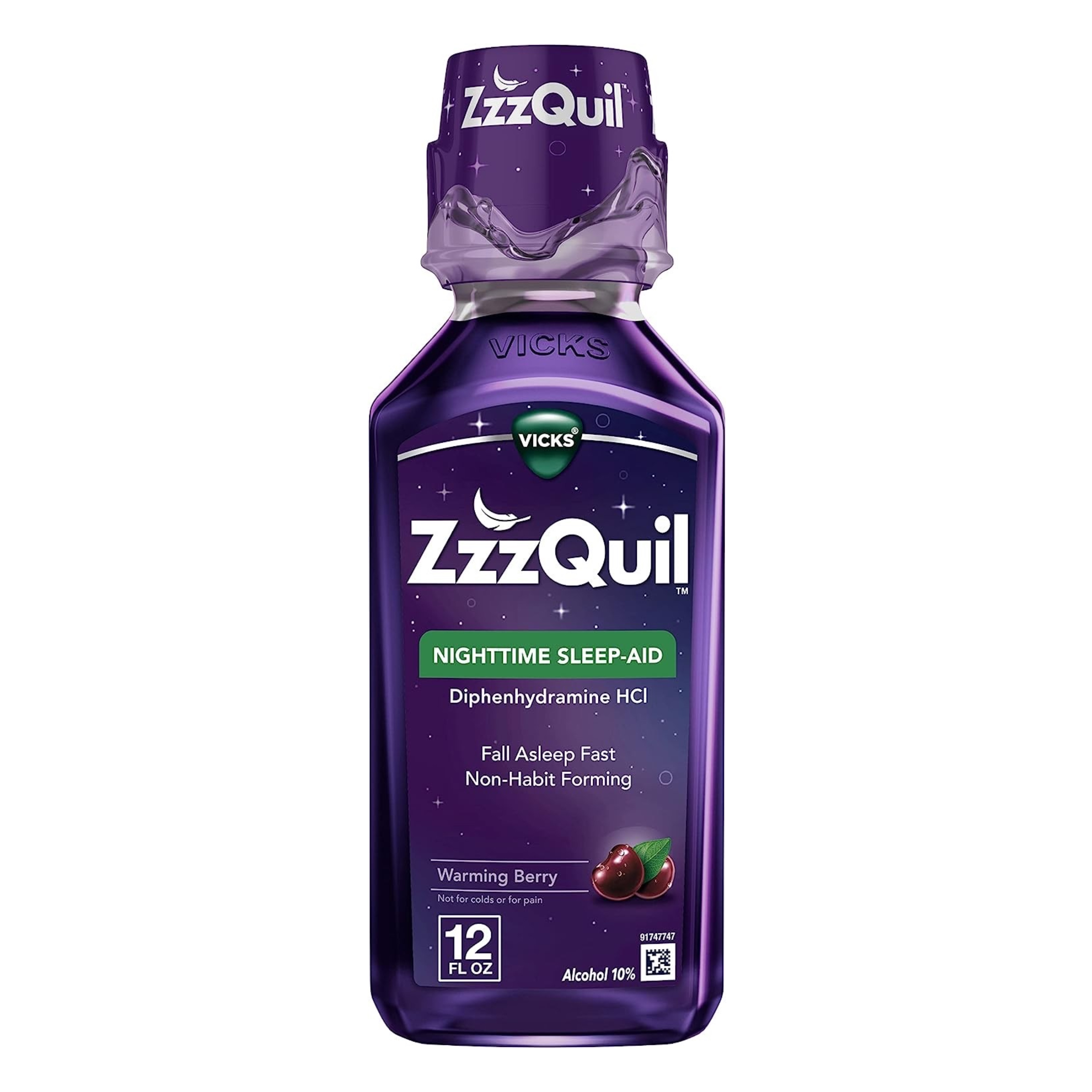 วิตามินเสริมการนอนหลับชนิดน้ำ Vicks ZzzQuil Nighttime Sleep-Aid Liquid (Warming Berry)