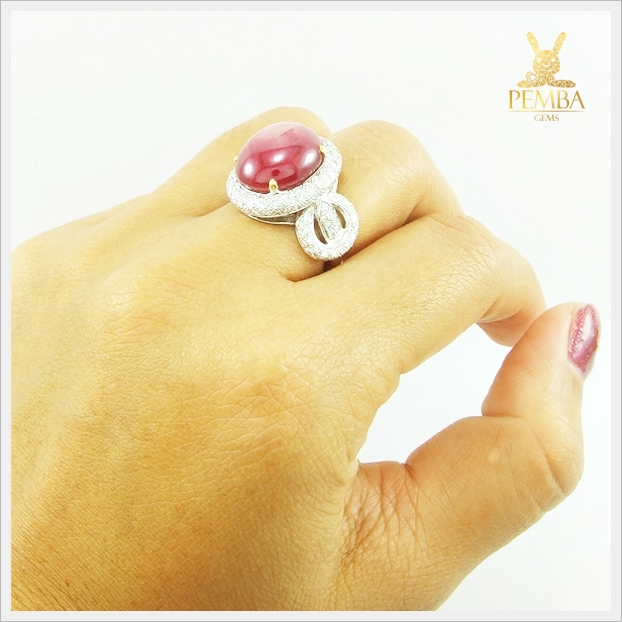 แหวนทับทิมหลังเบี้ย ทองแท้ เพชรแท้ ดีไซน์สวยเก๋(สามารถสั่งทำได้ค่ะ)