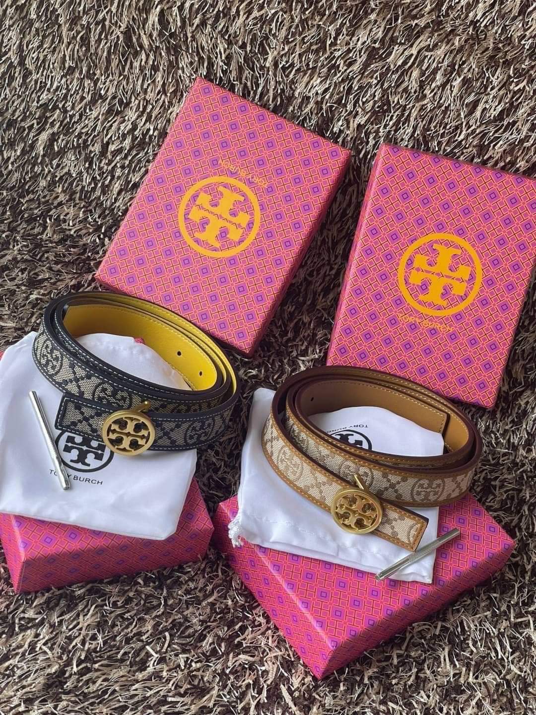 Tory burch t monogram jacquard belt (แอดไลน์ก่อนสั่งซื้อ)