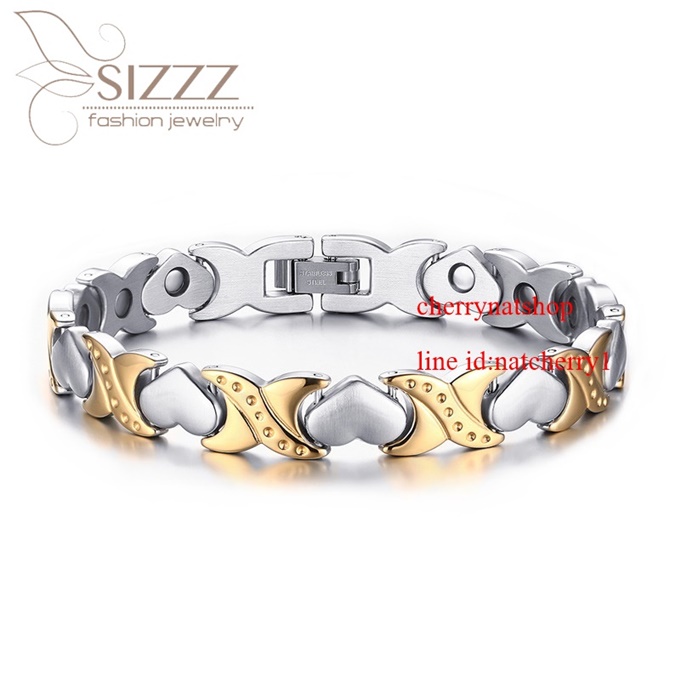 พร้อมส่งสร้อยข้อมือแม่เหล็กเพื่อสุขภาพ สร้อยข้อมือไทเทเนียมเจอรเมเนียม รุ่นCk