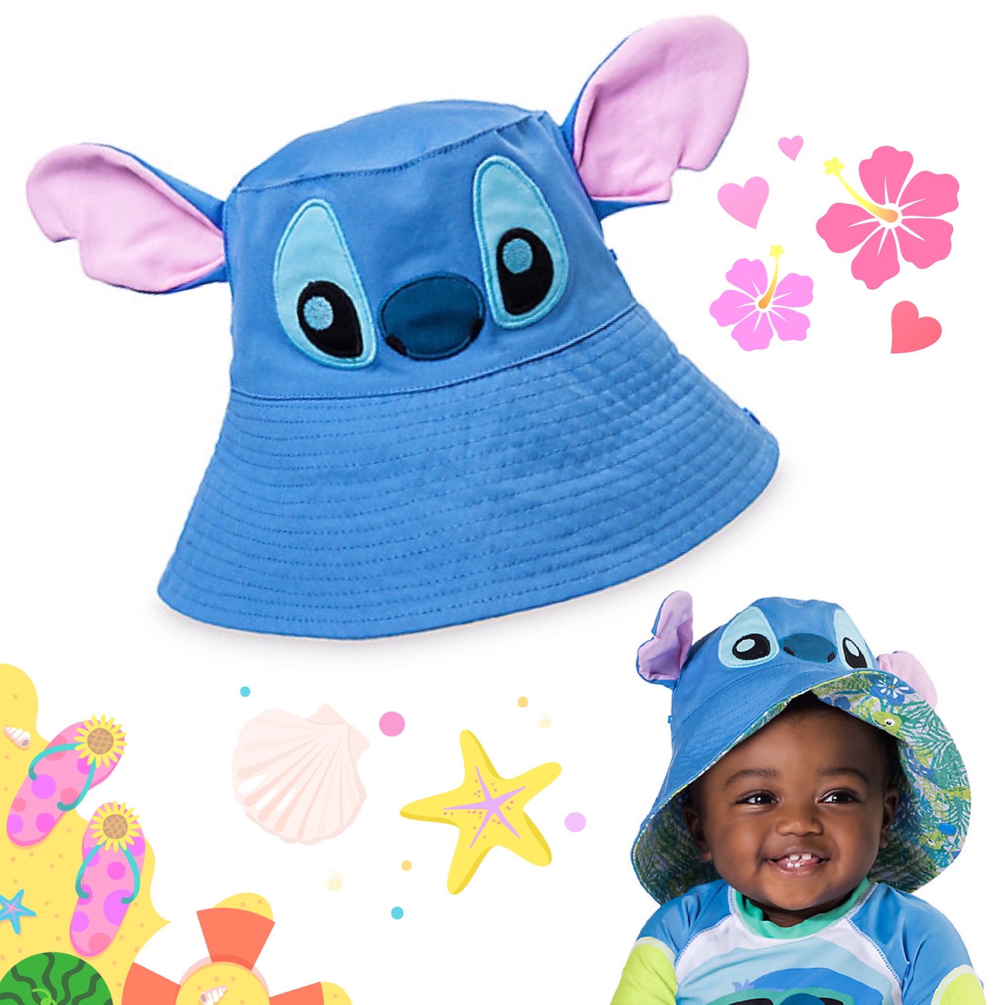 หมวกปีกกันแดดสำหรับเด็ก Disney Stitch Baby Swim Hat UPF50+